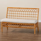 Banc de salle à manger en rotin miel style bohème moderne – Fabriqué à la main en Indonésie