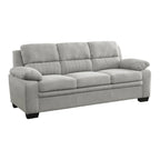 Canapé gris en polyester texturé de 80 pouces – Capitonnage canal et support à ressorts ensachés