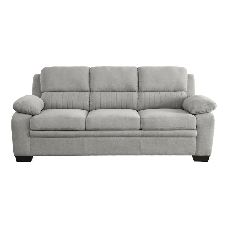 Canapé gris en polyester texturé de 80 pouces – Capitonnage canal et support à ressorts ensachés