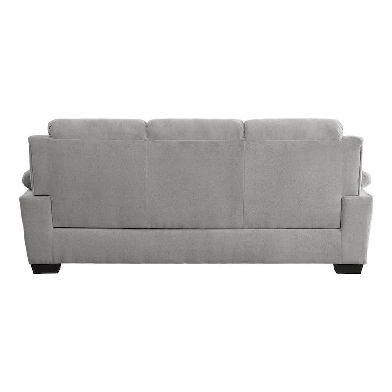 Canapé gris en polyester texturé de 80 pouces – Capitonnage canal et support à ressorts ensachés