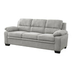 Canapé gris en polyester texturé de 80 pouces – Capitonnage canal et support à ressorts ensachés
