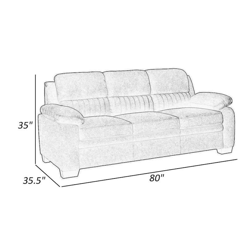 Canapé gris en polyester texturé de 80 pouces – Capitonnage canal et support à ressorts ensachés