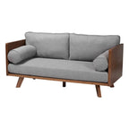Canapé Bouclé Mid-Century, silhouette Tuxedo, coussins de dossier amovibles