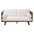 Canapé Bouclé Mid-Century, silhouette Tuxedo, coussins de dossier amovibles