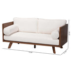 Canapé Bouclé Mid-Century, silhouette Tuxedo, coussins de dossier amovibles