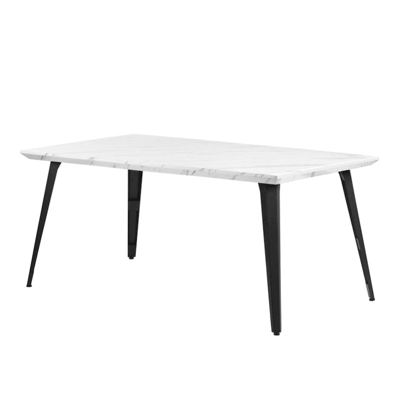 Table à manger rectangulaire de 160 cm pour 4 à 6 personnes, plateau en bois et pieds en métal