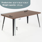 Table à manger rectangulaire de 160 cm pour 4 à 6 personnes, plateau en bois et pieds en métal