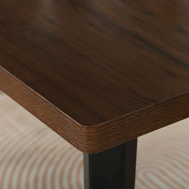 Table à manger rectangulaire de 160 cm pour 4 à 6 personnes, plateau en bois et pieds en métal