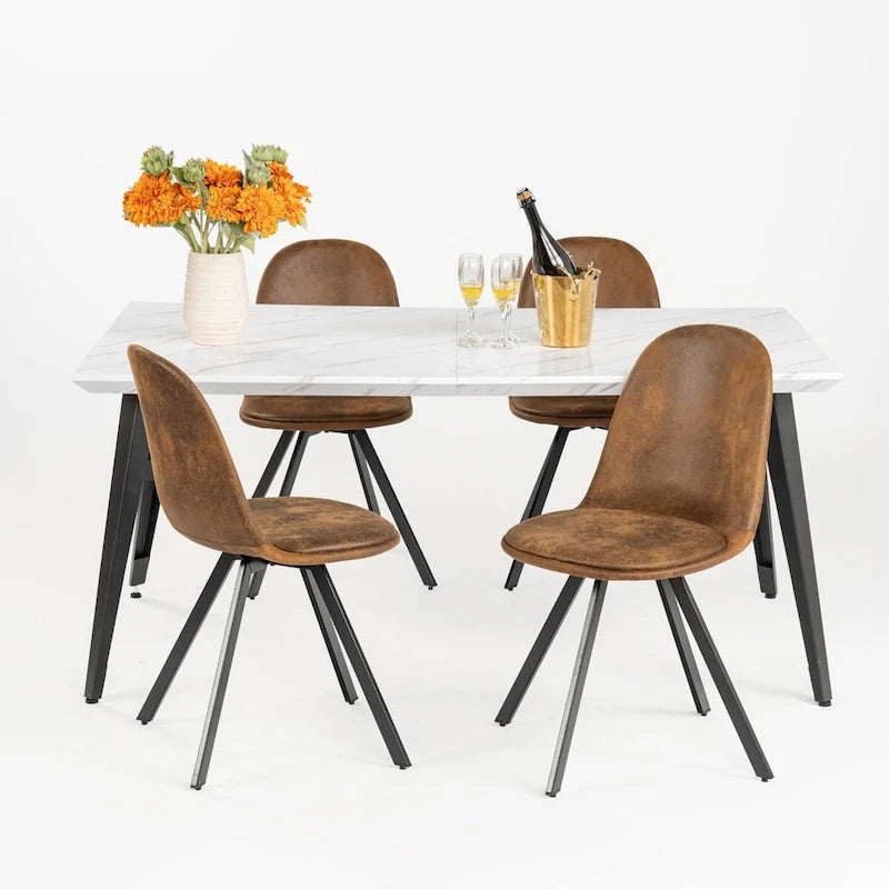 Table à manger rectangulaire de 160 cm pour 4 à 6 personnes, plateau en bois et pieds en métal