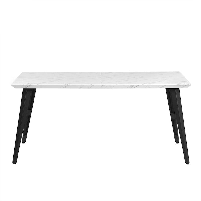 Table à manger rectangulaire de 160 cm pour 4 à 6 personnes, plateau en bois et pieds en métal