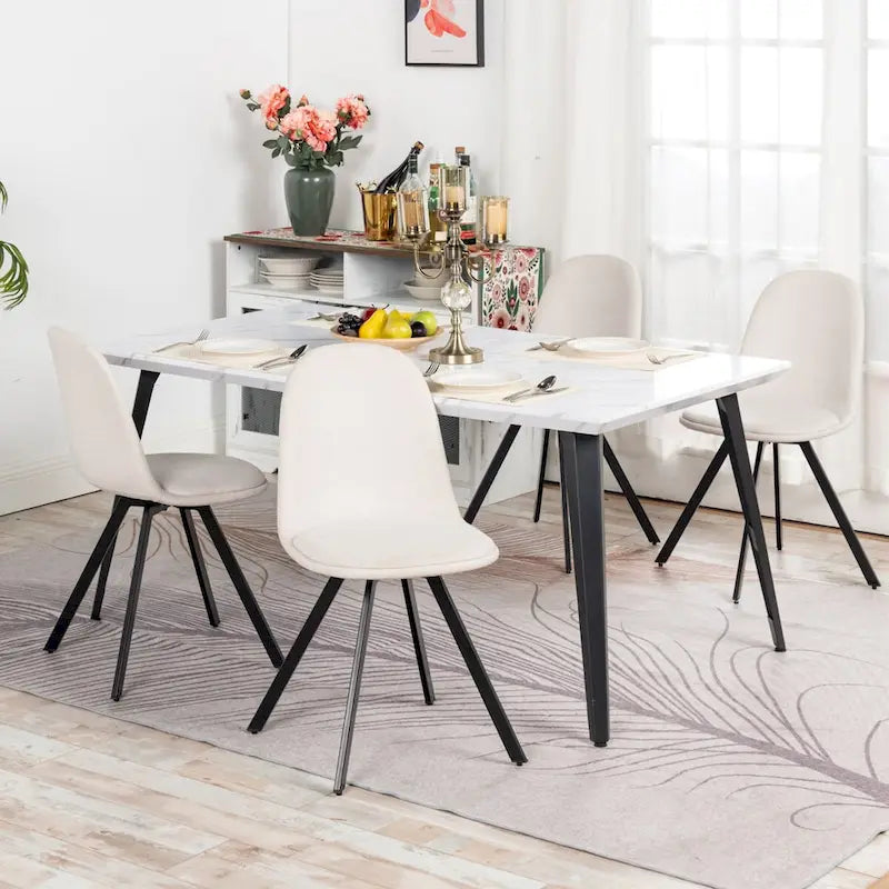 Table à manger rectangulaire de 160 cm pour 4 à 6 personnes, plateau en bois et pieds en métal