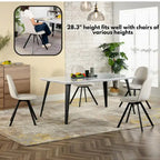 Table à manger rectangulaire de 160 cm pour 4 à 6 personnes, plateau en bois et pieds en métal