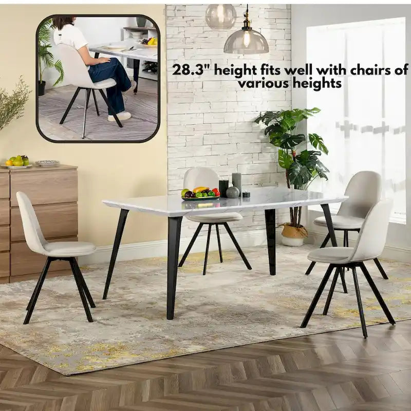 Table à manger rectangulaire de 160 cm pour 4 à 6 personnes, plateau en bois et pieds en métal