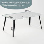 Table à manger rectangulaire de 160 cm pour 4 à 6 personnes, plateau en bois et pieds en métal