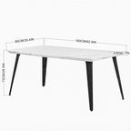 Table à manger rectangulaire de 160 cm pour 4 à 6 personnes, plateau en bois et pieds en métal