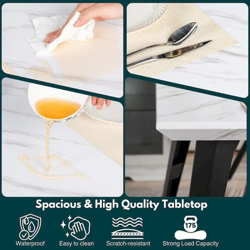 Table à manger rectangulaire de 160 cm pour 4 à 6 personnes, plateau en bois et pieds en métal