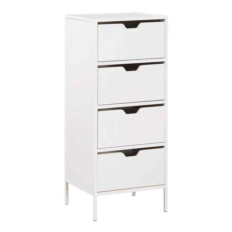 Tabouret de comptoir industriel de 25 po de style champêtre, siège en similicuir blanc, cadre en acier et dossier en bois.
