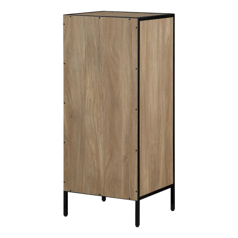 Tabouret de comptoir industriel de 25 po de style champêtre, siège en similicuir blanc, cadre en acier et dossier en bois.