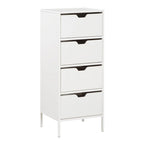 Tabouret de comptoir industriel de 25 po de style champêtre, siège en similicuir blanc, cadre en acier et dossier en bois.