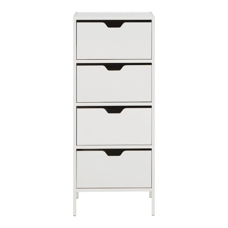 Tabouret de comptoir industriel de 25 po de style champêtre, siège en similicuir blanc, cadre en acier et dossier en bois.